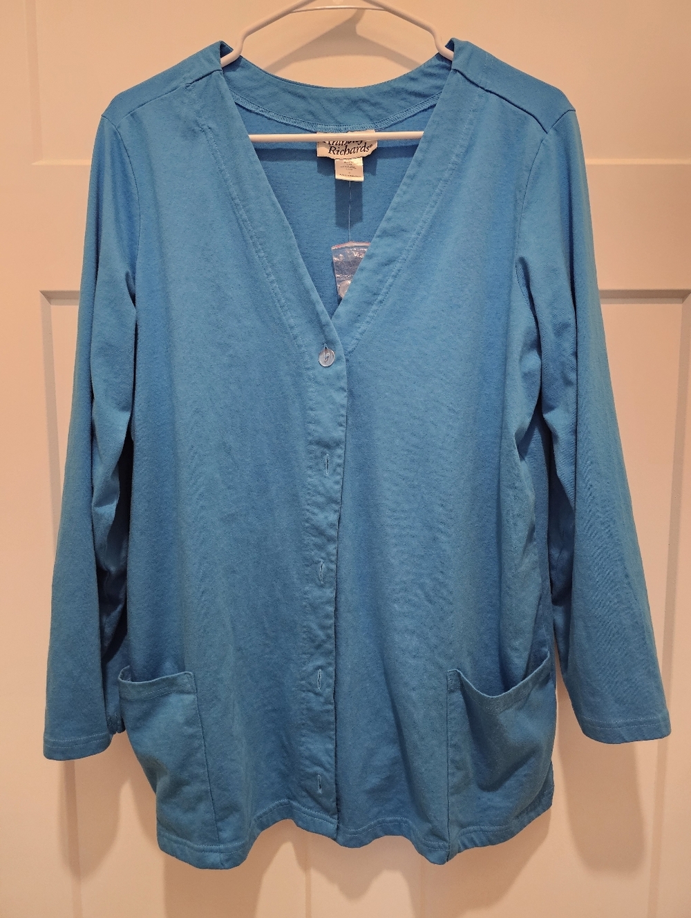 Anthony Richards Teal Button-Up Sweater Jacket Women’s Size XL